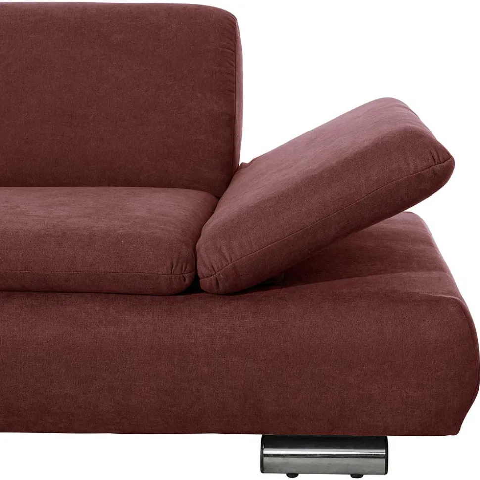 Webstoff Sofaecke in Rot mit Chrom - Renemia