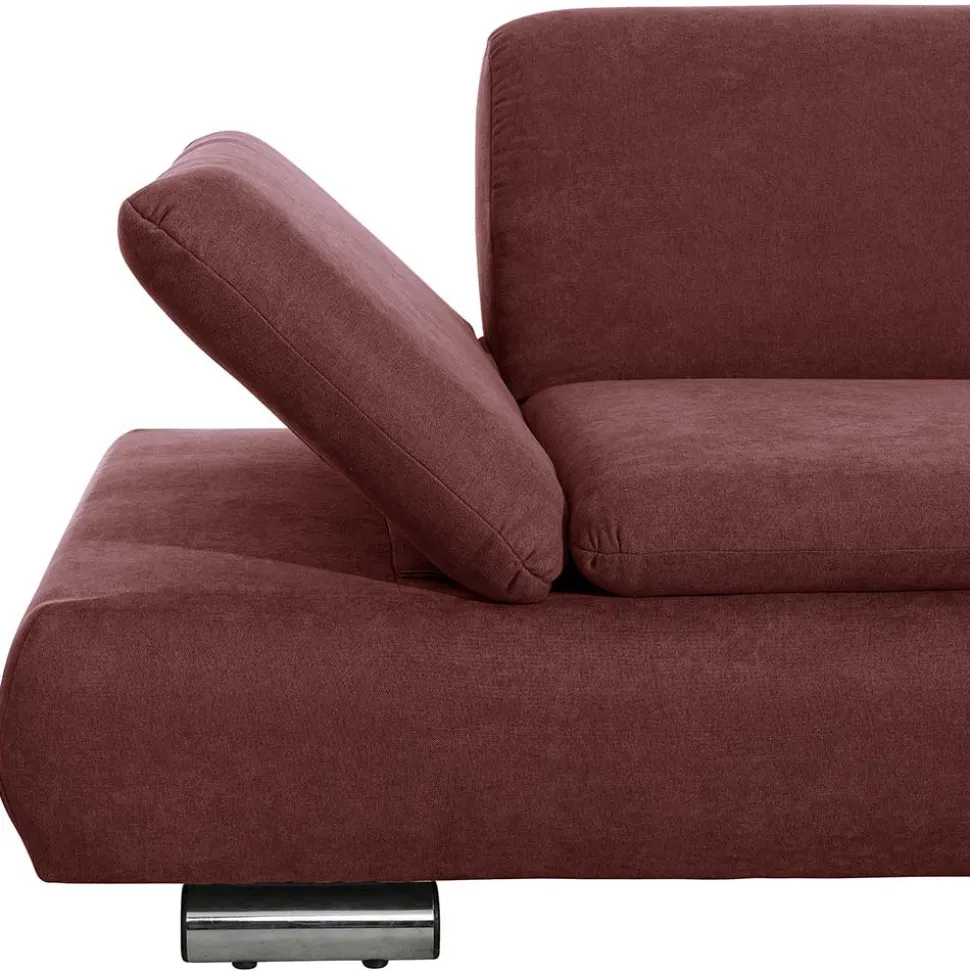 Webstoff Sofaecke in Rot mit Chrom - Renemia