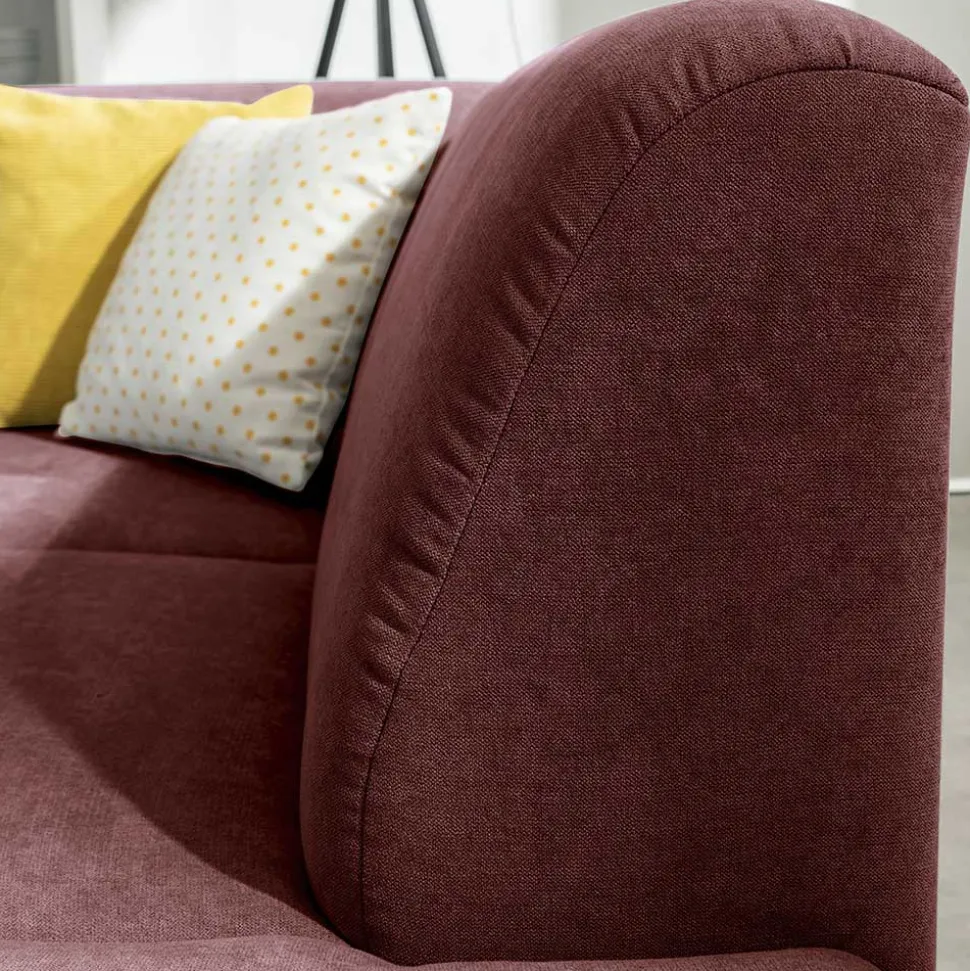 Webstoff Sofaecke in Rot mit Chrom - Renemia