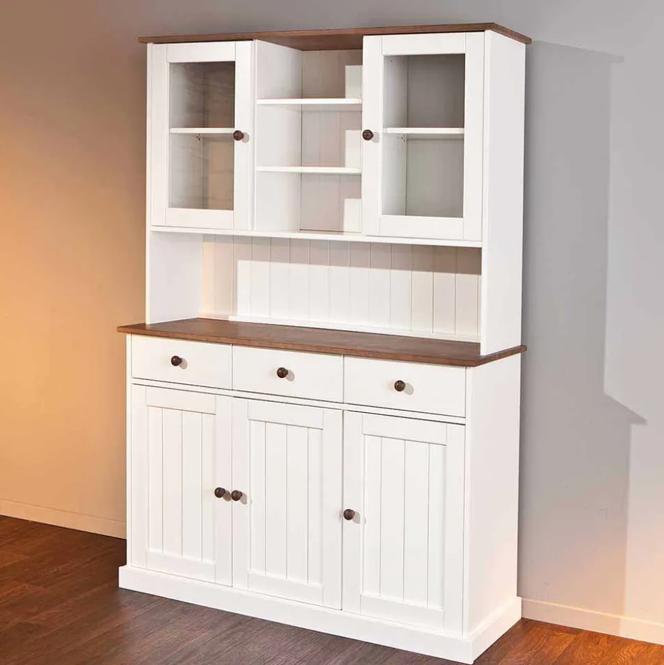 Weiß Brauner Buffetschrank aus Kiefernholz - Vatina