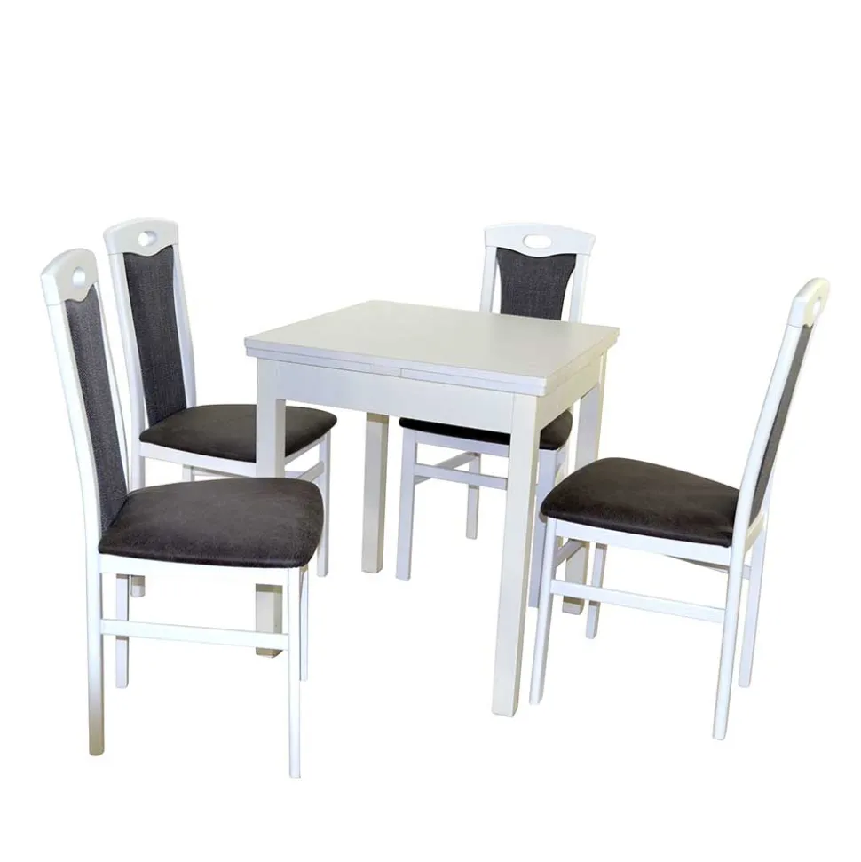 Weiße Esstisch Gruppe Set - Veromica (fünfteilig)