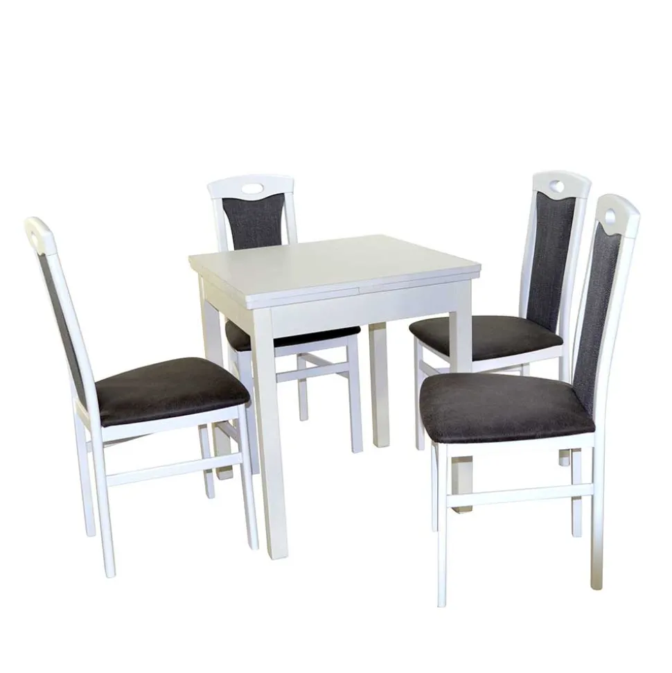 Weiße Esstisch Gruppe Set - Veromica (fünfteilig)