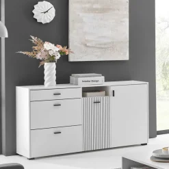 Weiße Kombi-Kommode mit 1,50 m Breite - Dualkos
