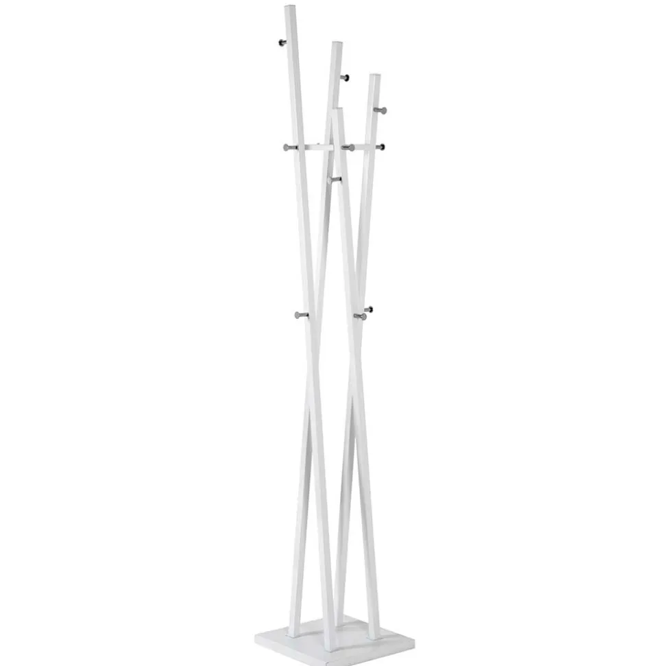 Weiße Standgarderobe mit 12 Haken in Chrom - Traly