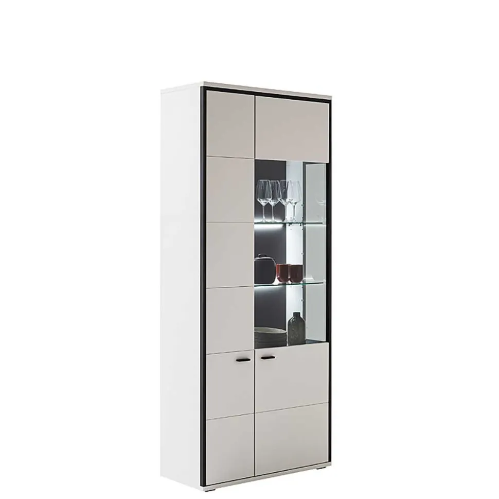 Weiße Stauraumvitrine in modernem Design - Loazin