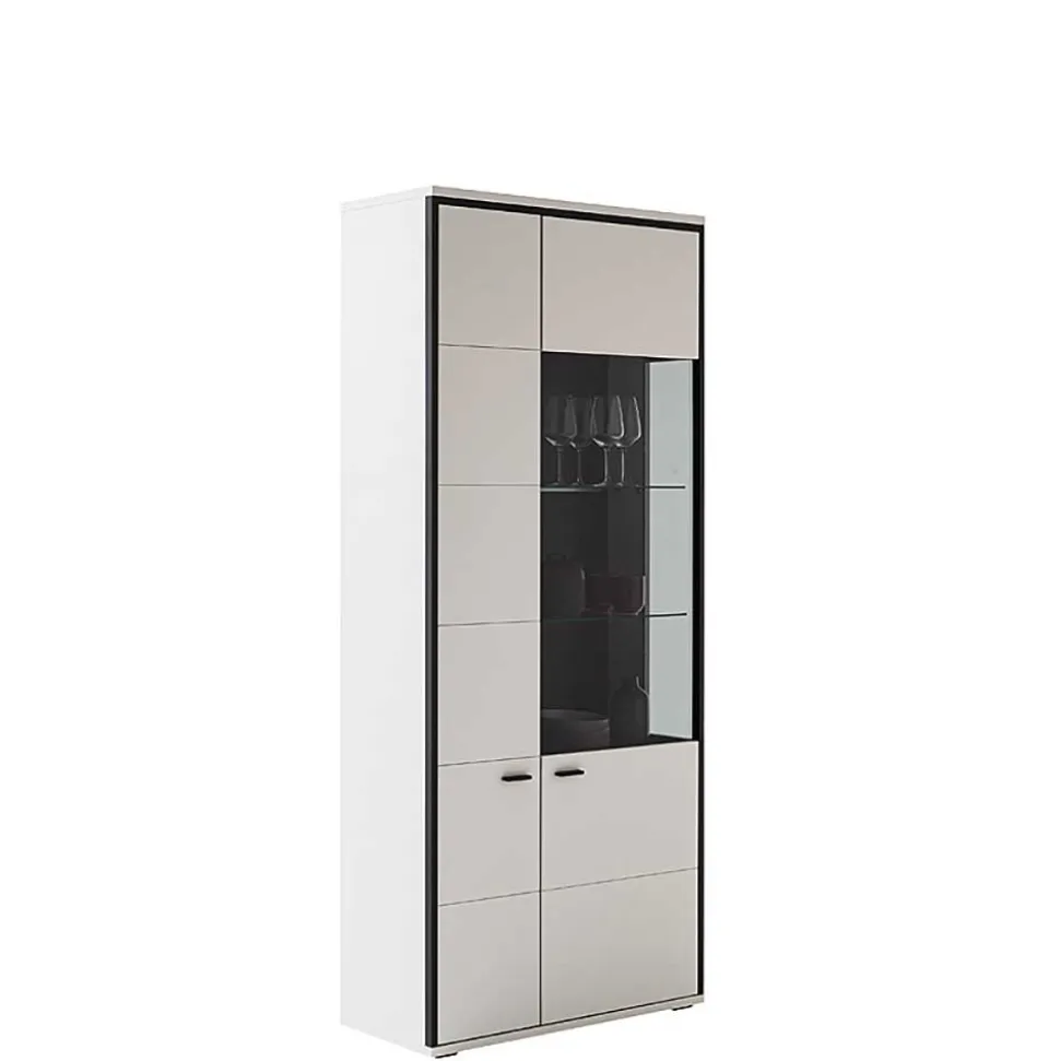 Weiße Stauraumvitrine in modernem Design - Loazin