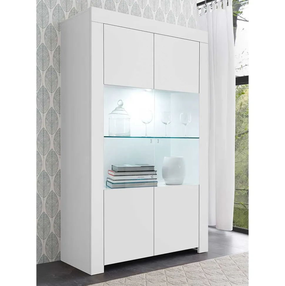 Weiße Wohnzimmer Vitrine mit zwei Türen - Mikes