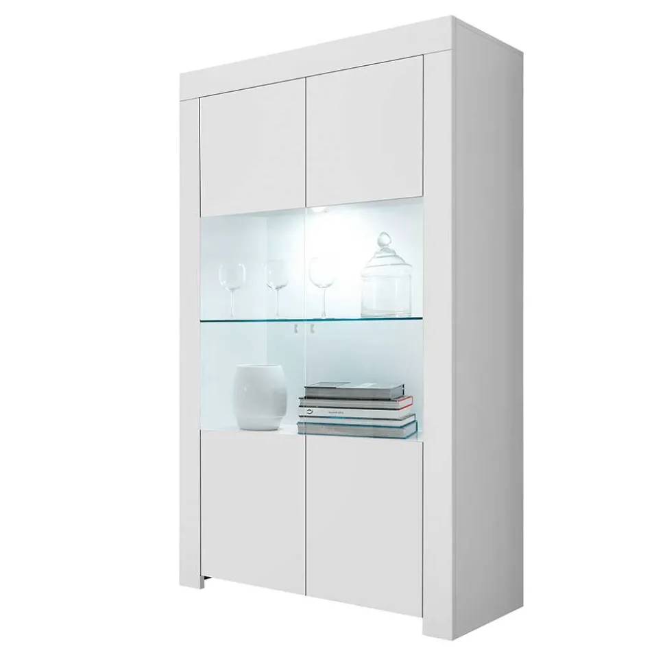 Weiße Wohnzimmer Vitrine mit zwei Türen - Mikes