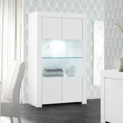 Weiße Wohnzimmer Vitrine mit zwei Türen - Mikes