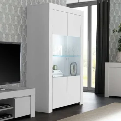 Weiße Wohnzimmer Vitrine mit zwei Türen - Mikes