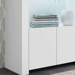 Weiße Wohnzimmer Vitrine mit zwei Türen - Mikes