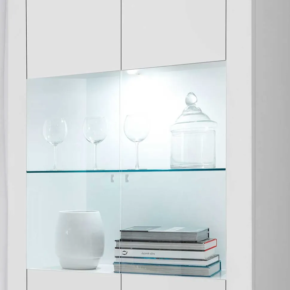 Weiße Wohnzimmer Vitrine mit zwei Türen - Mikes