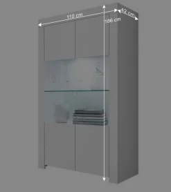 Weiße Wohnzimmer Vitrine mit zwei Türen - Mikes