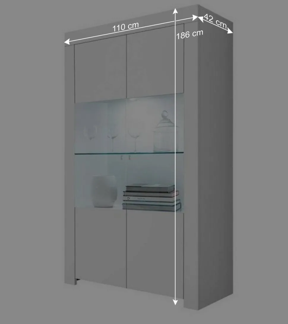 Weiße Wohnzimmer Vitrine mit zwei Türen - Mikes