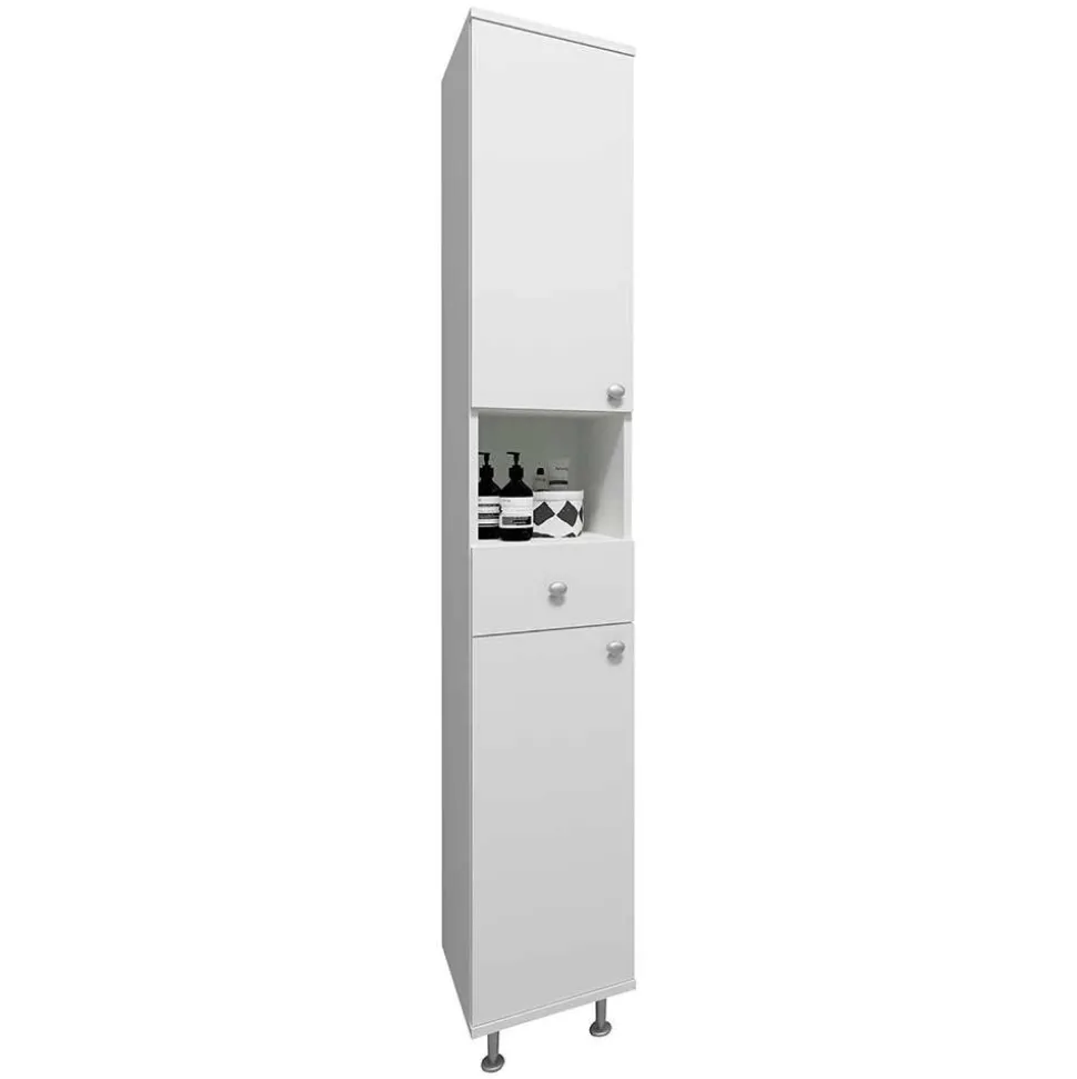 Weißer Badezimmer Hochschrank 30x185x31 cm - Huanga
