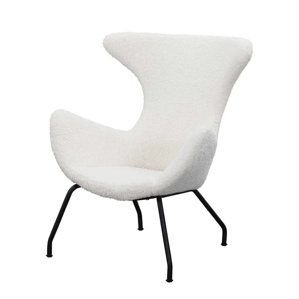 Weißer Design Ohrensessel mit Plüschbezug - Nicrobar
