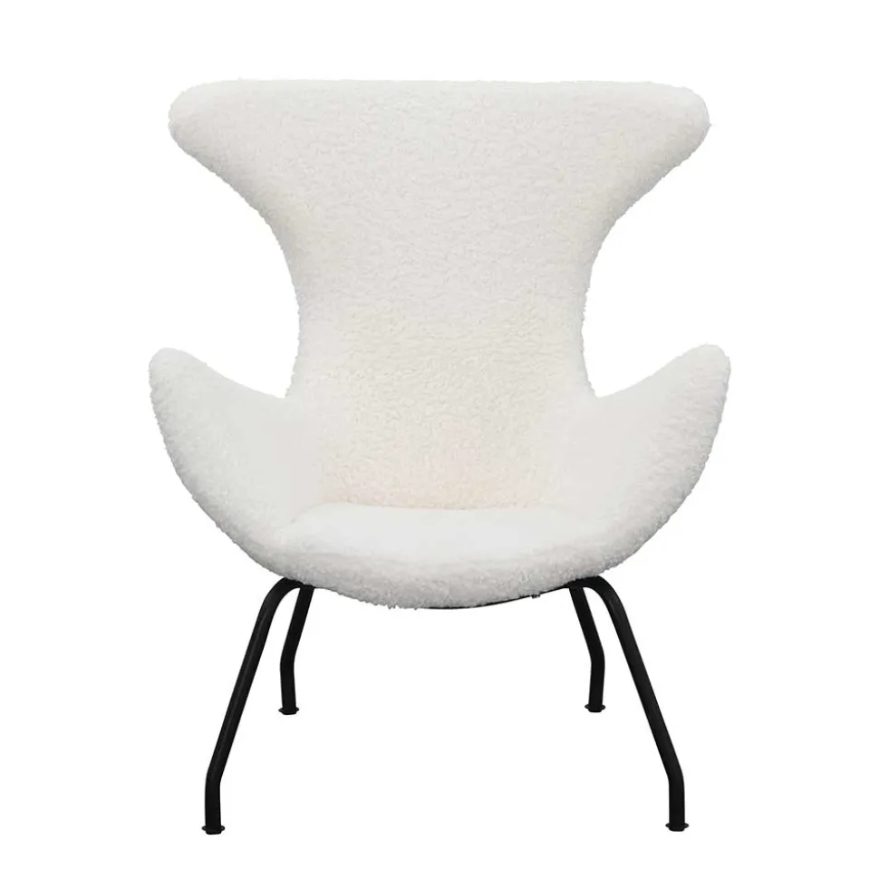 Weißer Design Ohrensessel mit Plüschbezug - Nicrobar
