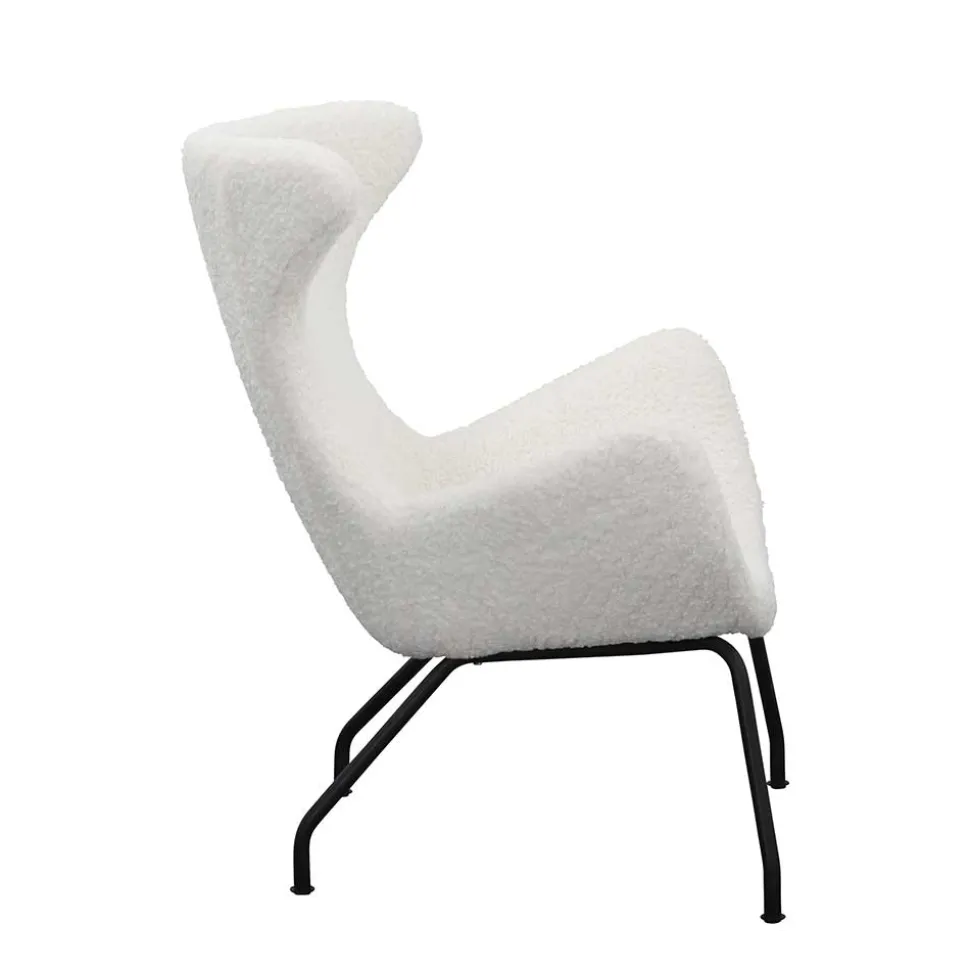 Weißer Design Ohrensessel mit Plüschbezug - Nicrobar
