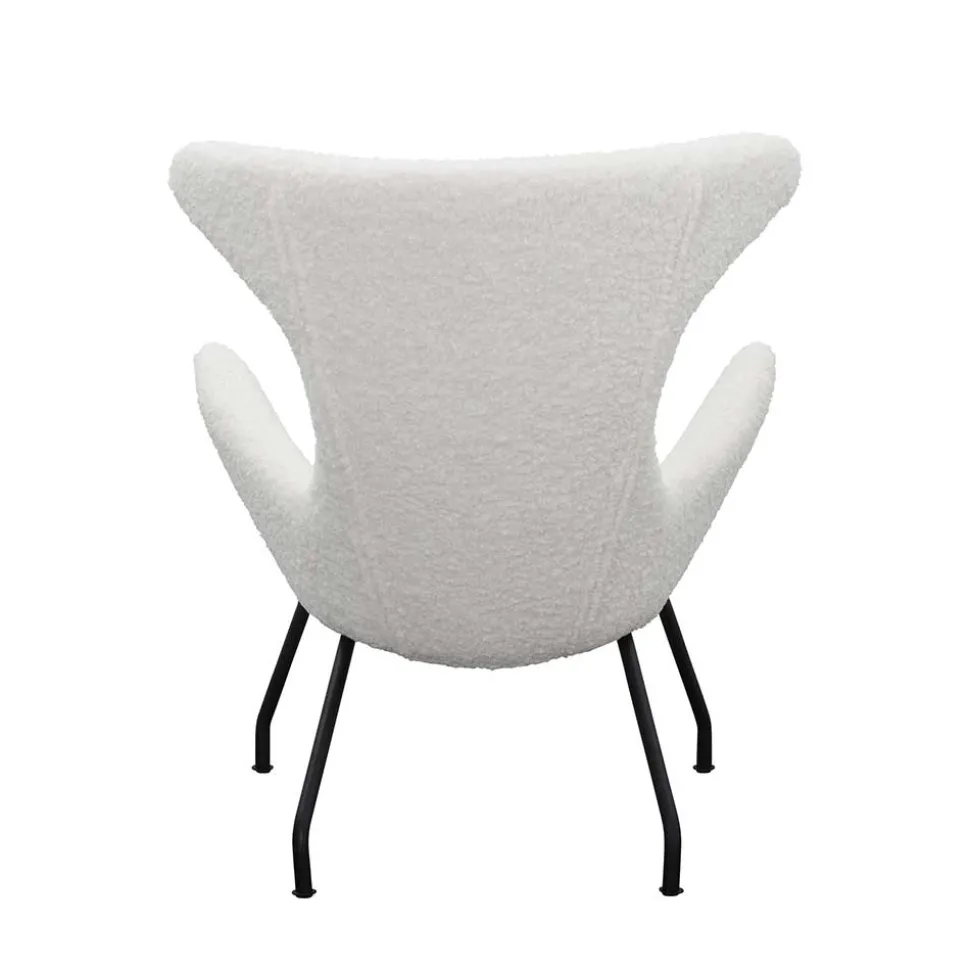Weißer Design Ohrensessel mit Plüschbezug - Nicrobar