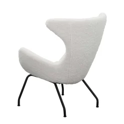 Weißer Design Ohrensessel mit Plüschbezug - Nicrobar