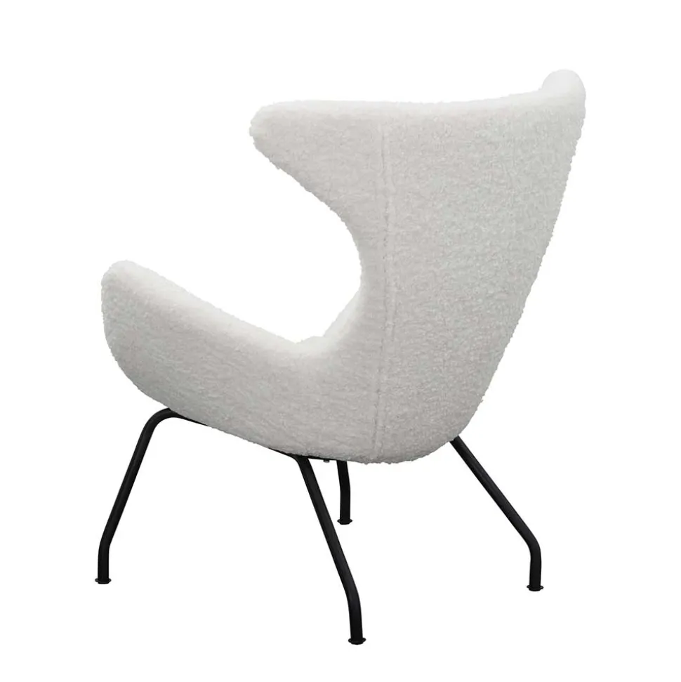 Weißer Design Ohrensessel mit Plüschbezug - Nicrobar
