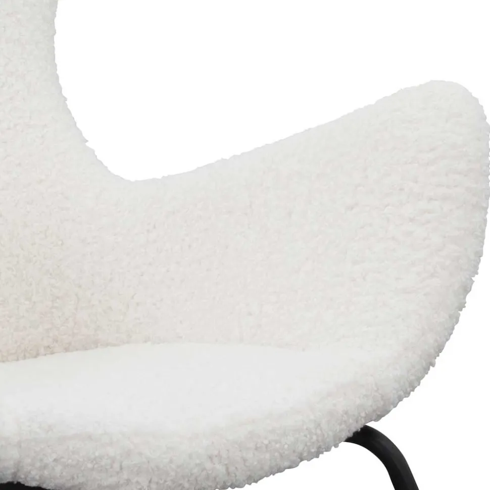 Weißer Design Ohrensessel mit Plüschbezug - Nicrobar
