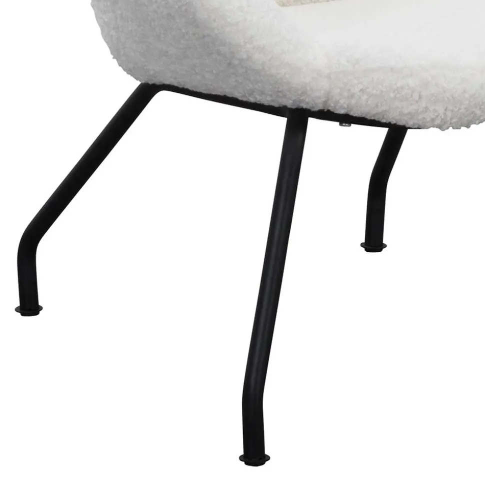 Weißer Design Ohrensessel mit Plüschbezug - Nicrobar