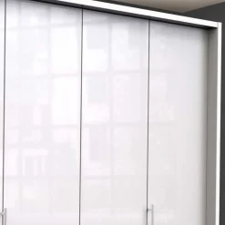 Weißer Falttüren Kleiderschrank glasbeschichtet - Dolienca