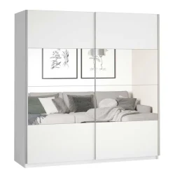 Weißer Kleiderschrank mit Spiegel - Juleste