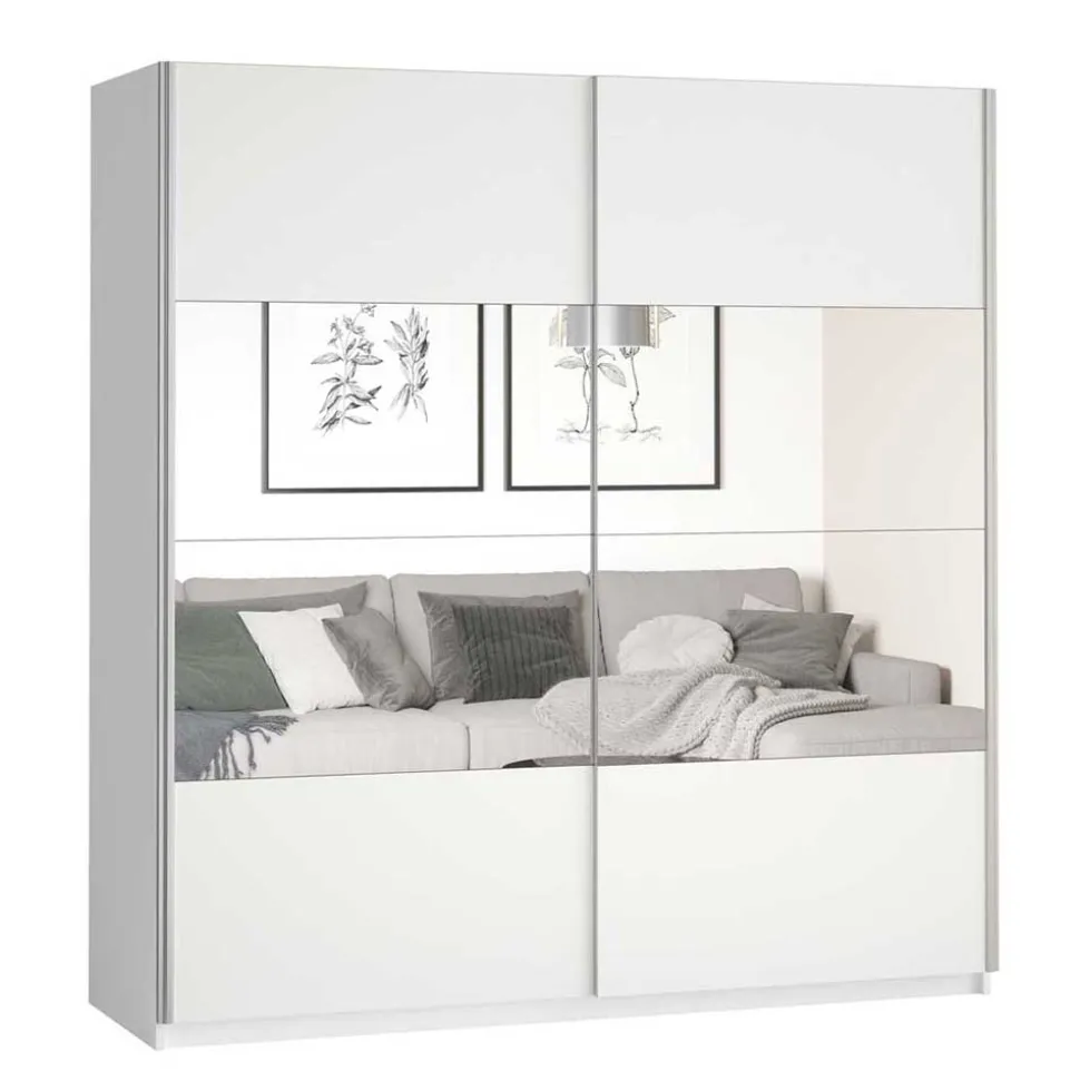 Weißer Kleiderschrank mit Spiegel - Juleste