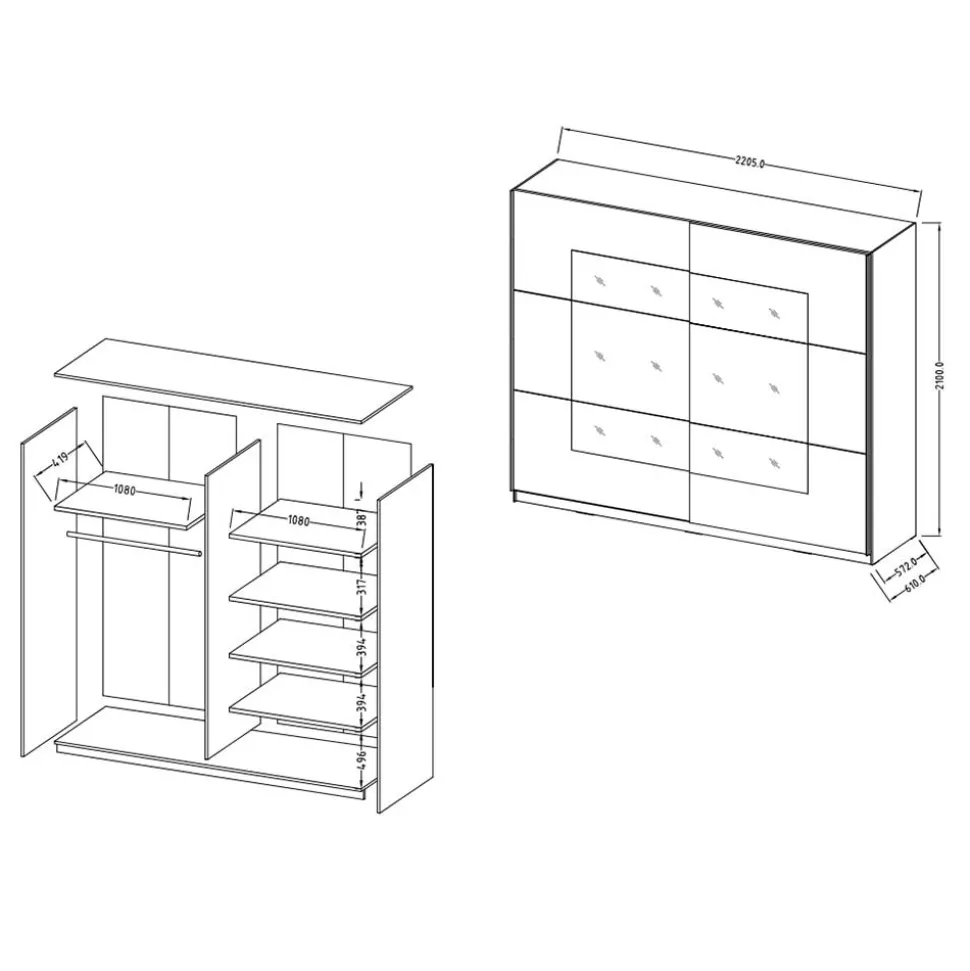 Weißer Kleiderschrank mit Spiegel - Juleste