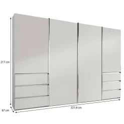 Weißer Kleiderschrank mit vier Schwebetüren - Bescaro