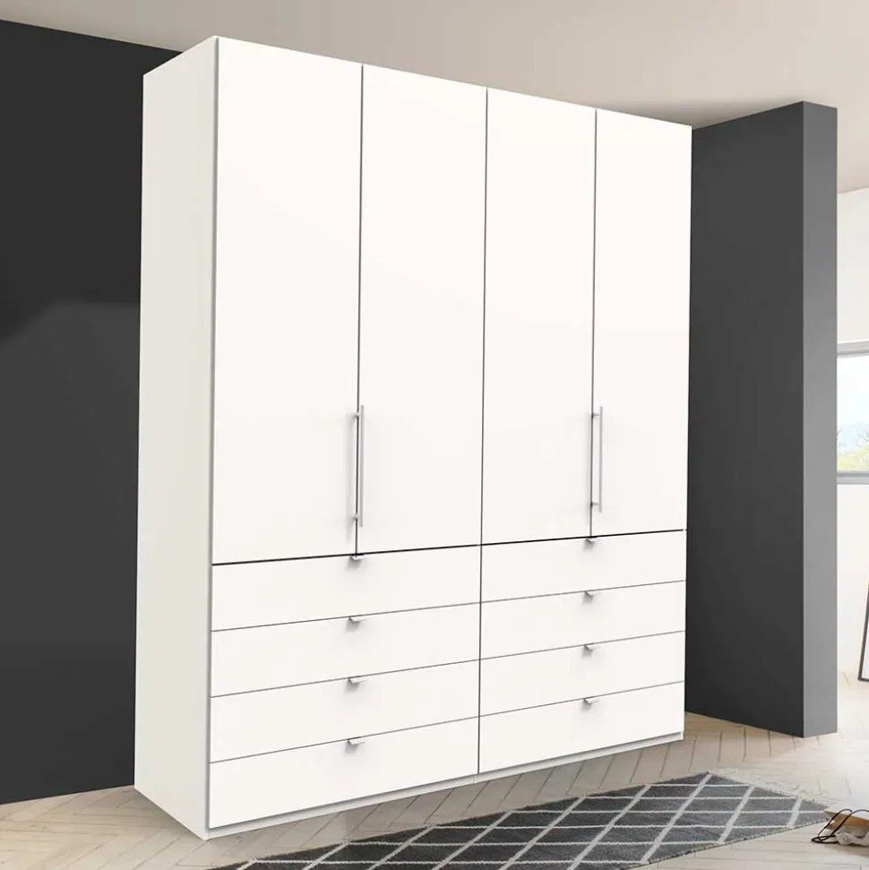 Weißer Kombi-Kleiderschrank mit acht Schubladen - Donpiave