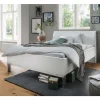 Weißes Bett mit Kunstleder-Kopfteil - Rocca