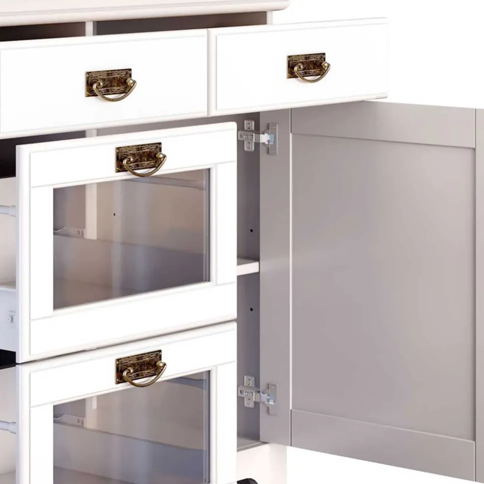 Weißes Buffet Schrank aus Kiefer massiv - Akbelev