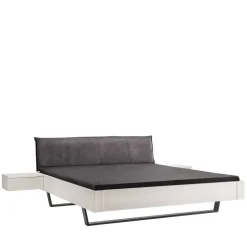 Weißes Designbett mit Stoff-Kopfteil - Fanos