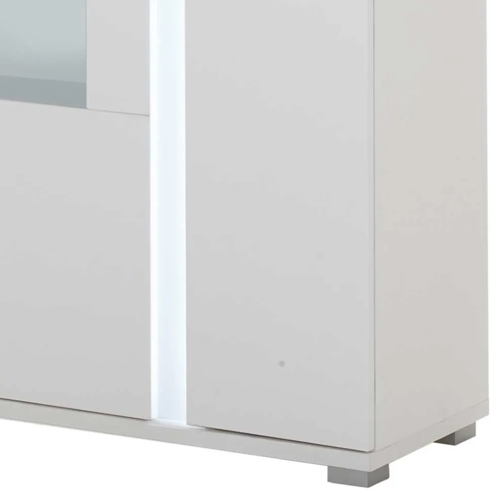 Weißes Highboard mit Glaseinsatz und LED Beleuchtung - Tirol