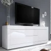 Weißes Hochglanz Lowboard für TV - Sogno