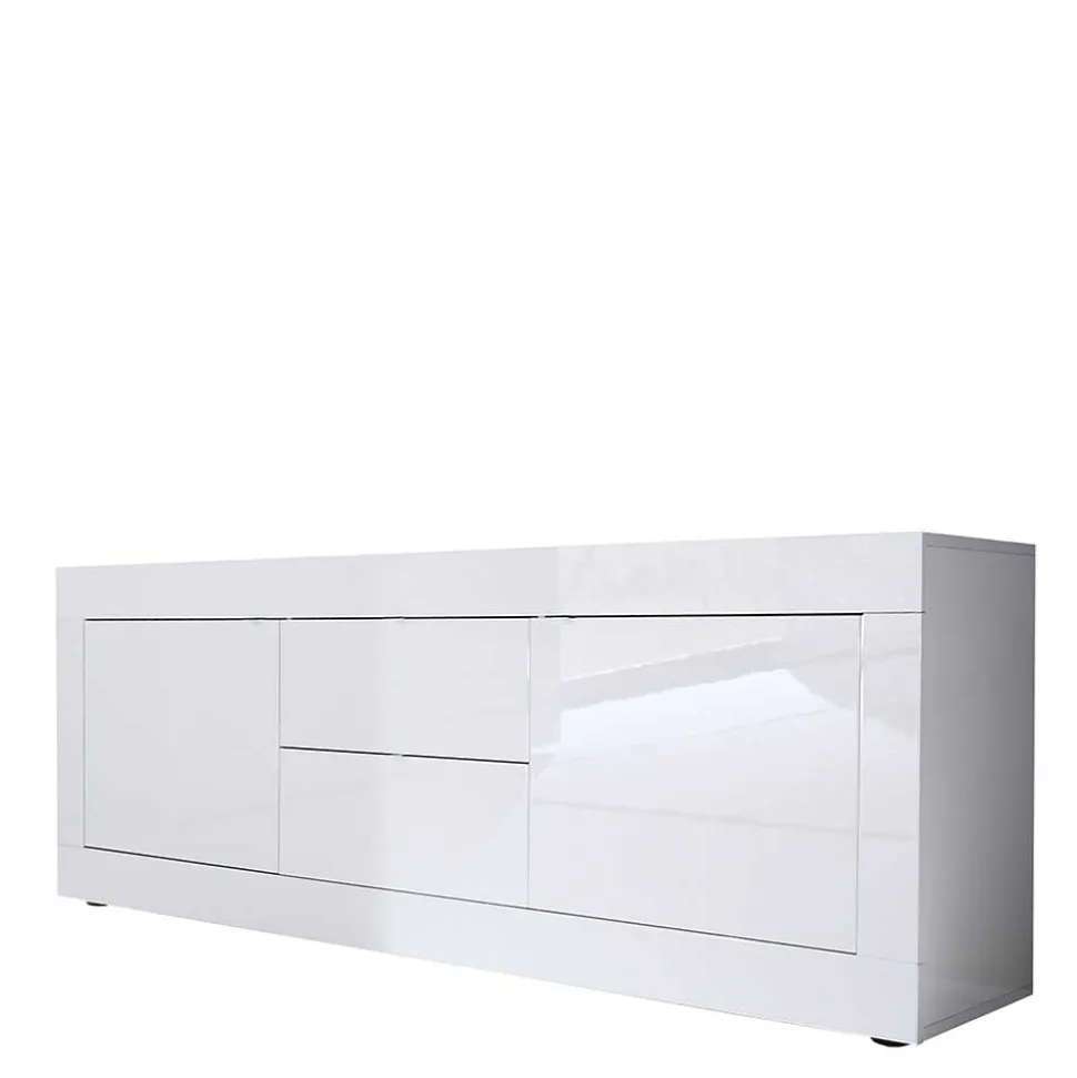 Weißes Hochglanz Lowboard für TV - Sogno