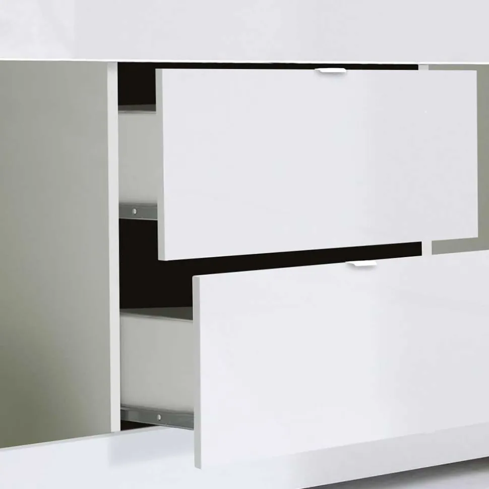 Weißes Hochglanz Lowboard für TV - Sogno