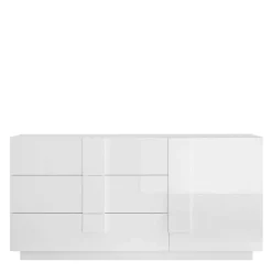 Weißes Hochglanz Sideboard mit Tür - Kerym