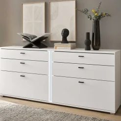 Weißes Sideboard mit vier Schubladen und zwei Klappen - Tirol
