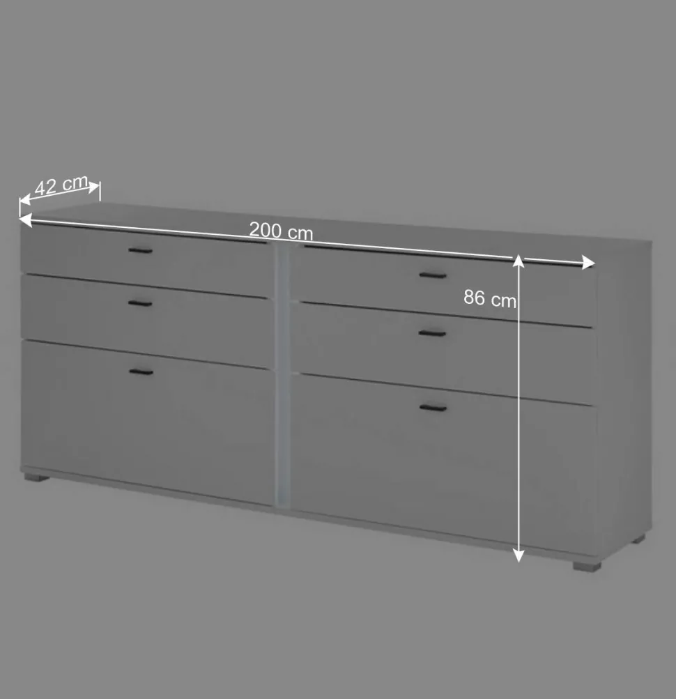 Weißes Sideboard mit vier Schubladen und zwei Klappen - Tirol