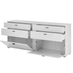 Weißes Sideboard mit vier Schubladen und zwei Klappen - Tirol
