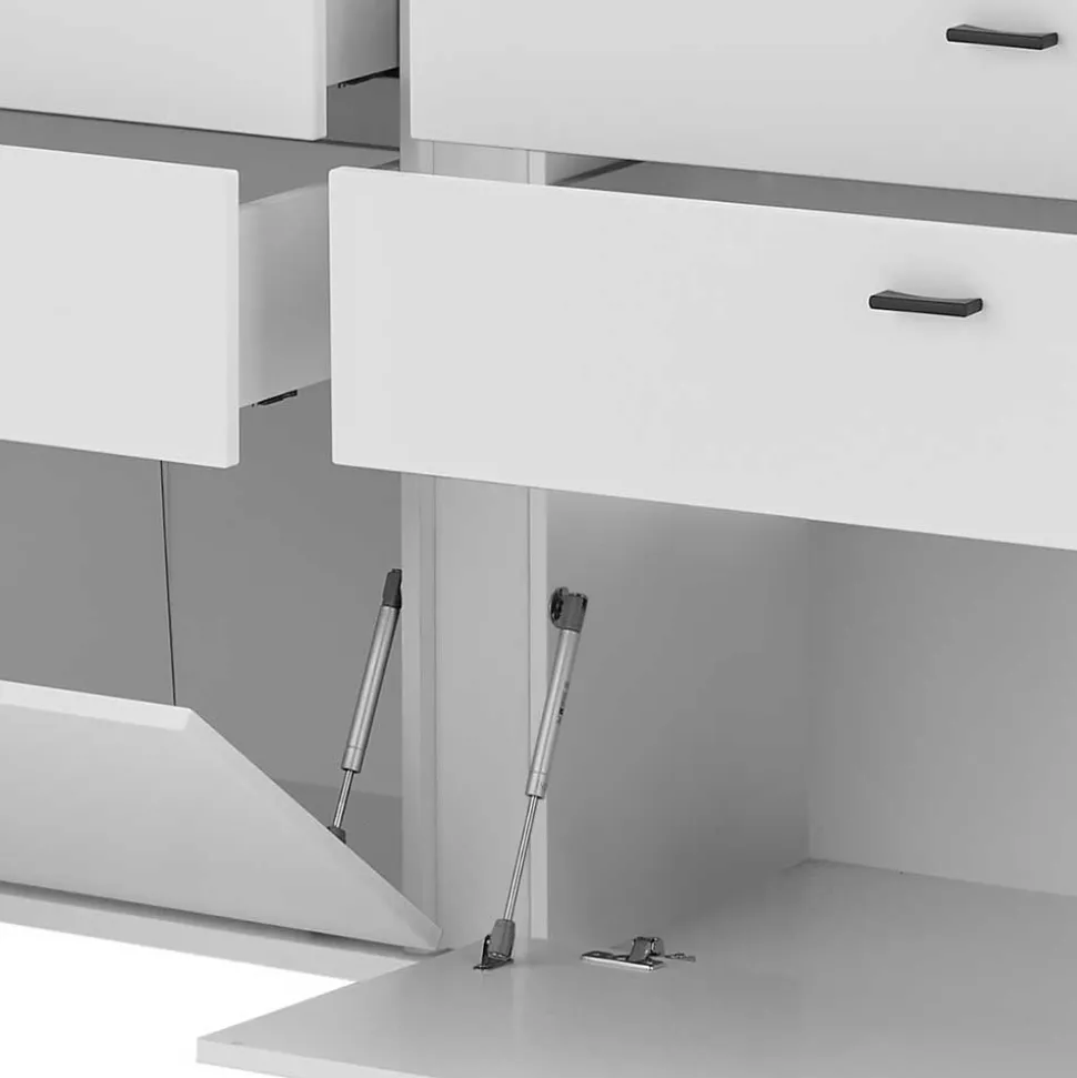 Weißes Sideboard mit vier Schubladen und zwei Klappen - Tirol