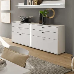 Weißes Sideboard mit vier Schubladen und zwei Klappen - Tirol