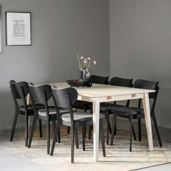 White Wash Tisch & Stühle Schwarz - Pessoa (siebenteilig)