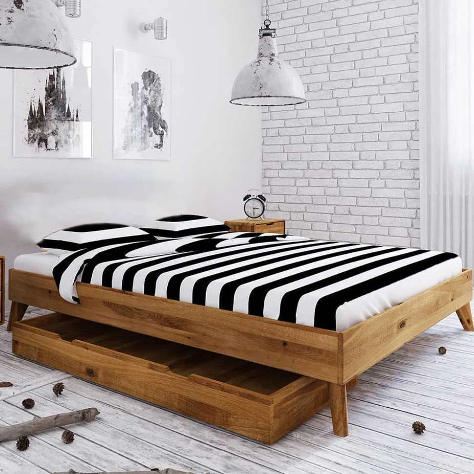 Wildeiche Einzelbett für Dachschrägen - Eavy V