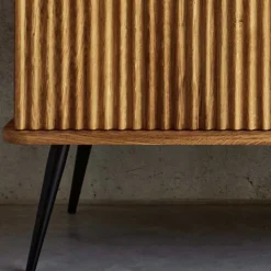 Wildeiche Highboard mit Glastüren & Holztüren - Casarius
