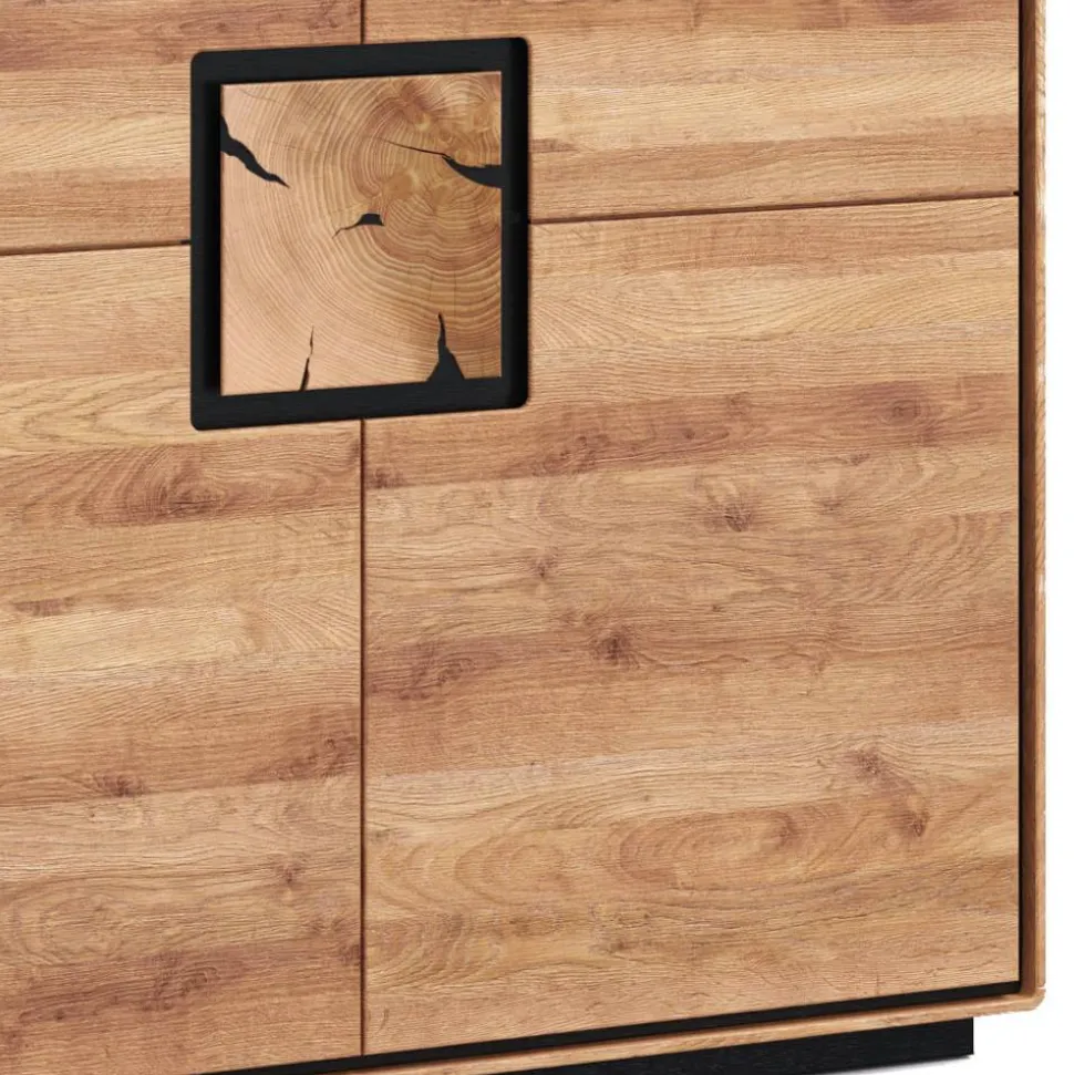 Wildeiche Highboard mit Glas Einsatz - Shipper